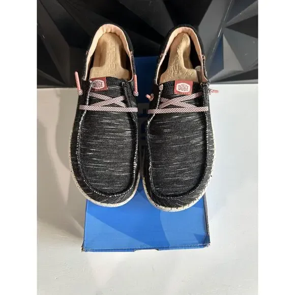 Hey Dude Womens Wendy Funk Jersey Black Pink Slip On Shoes Size 7 - Picture 5 of 13